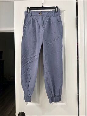 Women’s Casual Elastic Cuff Pants /Joggers- Dusty Blue